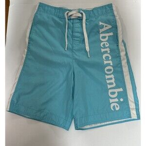 Abercrombie & Fitch Swim Trunk Board Shorts Men's Size M Teal Blue Spell Out